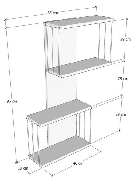 Antracitno siva/u prirodnoj boji polica s više razina u dekoru bora 65 cm Destan – Kalune Design