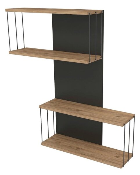 Antracitno siva/u prirodnoj boji polica s više razina u dekoru bora 65 cm Destan – Kalune Design