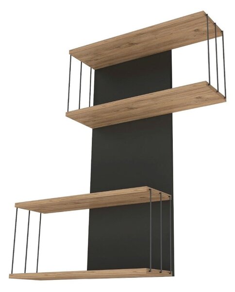 Antracitno siva/u prirodnoj boji polica s više razina u dekoru bora 65 cm Destan – Kalune Design