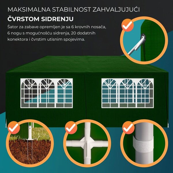 Party šator NEAPOL, 3x6 m, zeleni Jurhan
