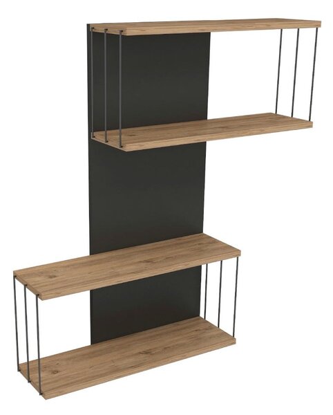 Antracitno siva/u prirodnoj boji polica s više razina u dekoru bora 65 cm Destan – Kalune Design
