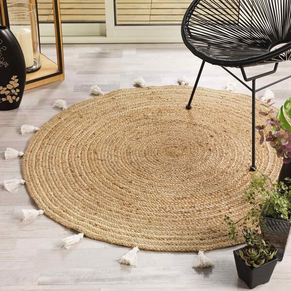 Bijeli/u prirodnoj boji okrugli tepih ø 120 cm Shira – douceur d'intérieur