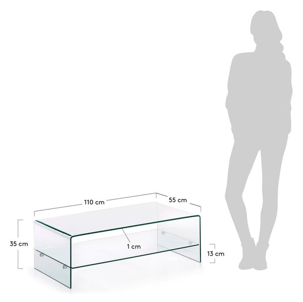 Stakleni stolić za kavu 55x110 cm Burano – Kave Home