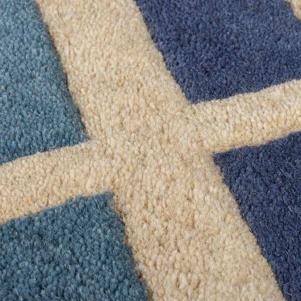 Plavi/narančasti ručno rađen vunen tepih 80x150 cm Retro Blocks – Flair Rugs