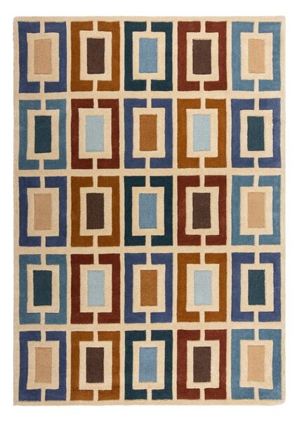 Plavi/narančasti ručno rađen vunen tepih 80x150 cm Retro Blocks – Flair Rugs