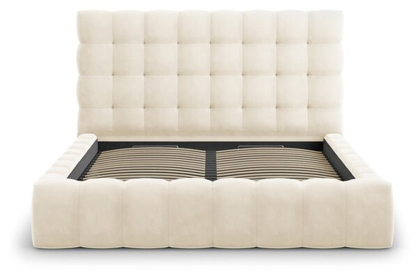 Bež tapecirani bračni krevet s prostorom za pohranu s podnicom 200x200 cm Bali – Cosmopolitan Design
