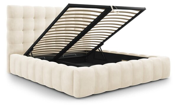 Bež tapecirani bračni krevet s prostorom za pohranu s podnicom 200x200 cm Bali – Cosmopolitan Design