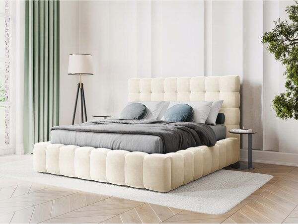 Bež tapecirani bračni krevet s prostorom za pohranu s podnicom 200x200 cm Bali – Cosmopolitan Design