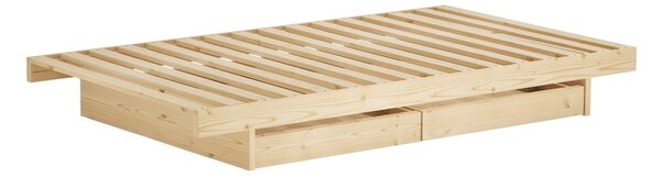 Krevet od masivnog bora s prostorom za pohranu s podnicom 90x200 cm u prirodnoj boji Kanso – Karup Design