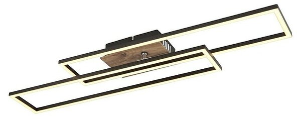 Globo LED stropna svjetiljka Dakari (30 W, D x Š x V: 800 x 600 x 80 mm, Crna, smeđa, Topla bijela)