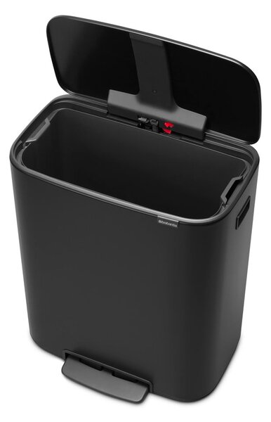 Mat crna željezna kanta za smeće s pedalom 60 l Bo – Brabantia