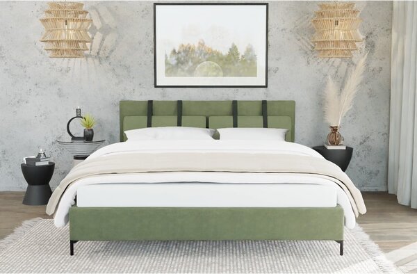 Zeleni tapecirani bračni krevet s podnicom 180x200 cm Tulsa – Ropez