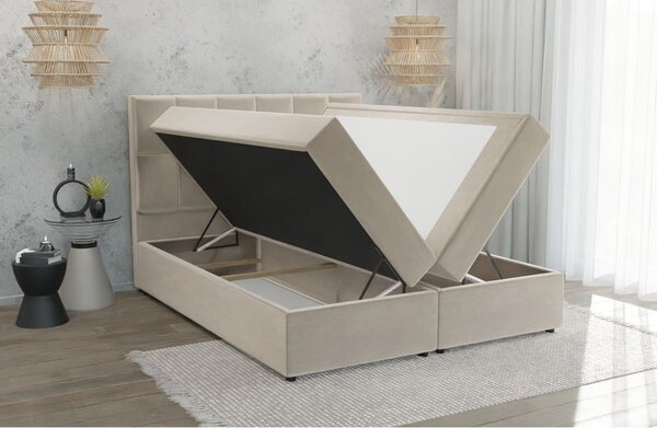 Bež boxspring krevet s prostorom za odlaganje 160x200 cm Flip – Ropez