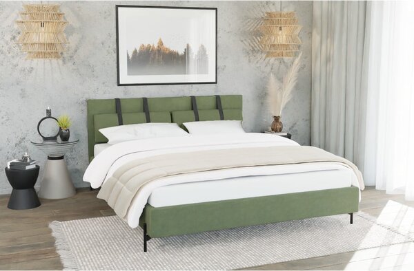 Zeleni tapecirani bračni krevet s podnicom 180x200 cm Tulsa – Ropez