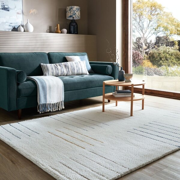 Krem ručno rađen vunen tepih 200x290 cm Dottie Geometric – Flair Rugs
