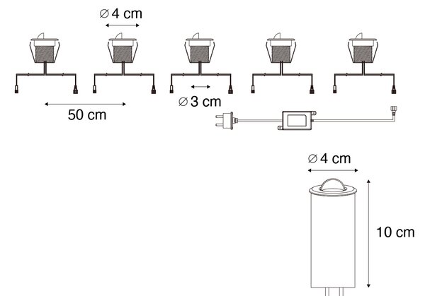 Set od 5 modernih ugradbenih reflektora bijeli uklj. LED IP67 - Linsey