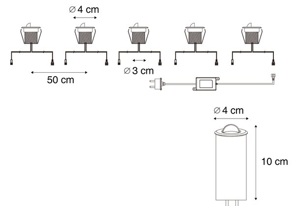 Set od 5 modernih ugradbenih reflektora aluminijski uklj. LED IP67 - Linsey