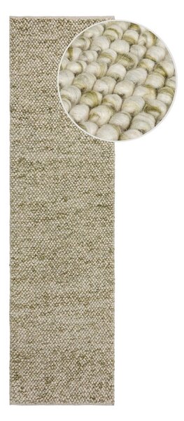 Kaki zelena ručno rađena staza od mješavine vune 60x230 cm Minerals – Flair Rugs