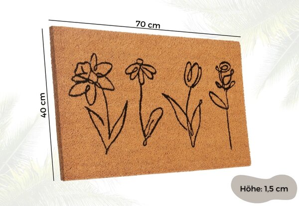Otirač od kokosovih vlakana 40x70 cm Wildflowers – Hanse Home