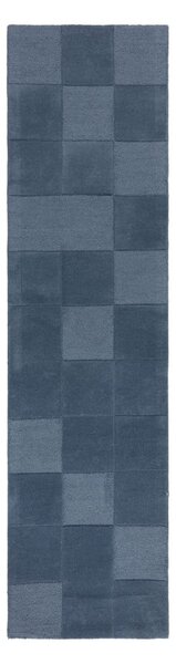 Tamno plava ručno rađena vunena staza 60x230 cm Checkerboard – Flair Rugs
