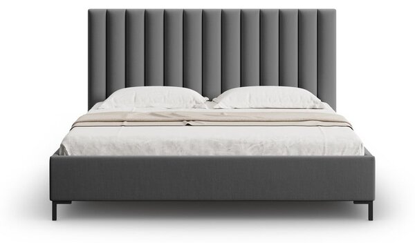 Tamno sivi tapecirani bračni krevet s prostorom za pohranu s podnicom 160x200 cm Casey – Mazzini Beds
