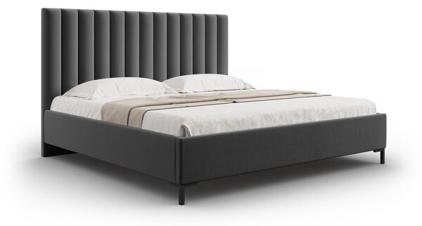 Tamno sivi tapecirani bračni krevet s prostorom za pohranu s podnicom 160x200 cm Casey – Mazzini Beds