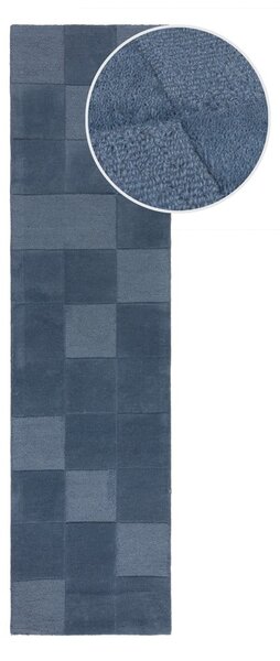 Tamno plava ručno rađena vunena staza 60x230 cm Checkerboard – Flair Rugs