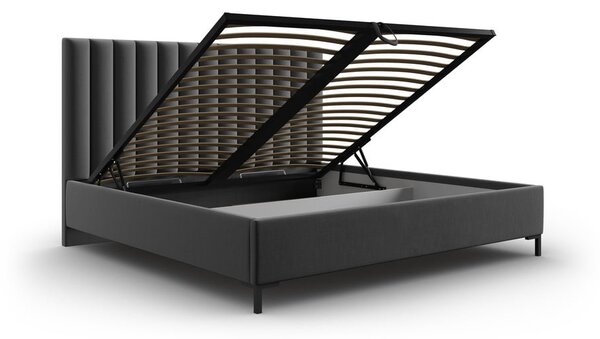 Tamno sivi tapecirani bračni krevet s prostorom za pohranu s podnicom 160x200 cm Casey – Mazzini Beds