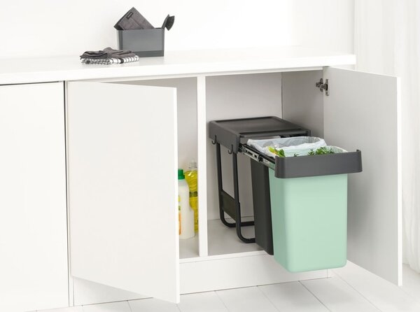 Mentol zelena/tamno siva plastična kanta za smeće za odvojeni otpad/ugradbena 30 l Sort&Go – Brabantia