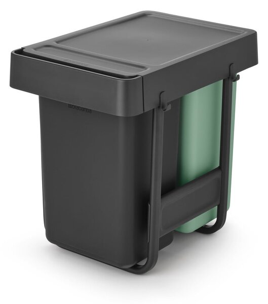 Mentol zelena/tamno siva plastična kanta za smeće za odvojeni otpad/ugradbena 30 l Sort&Go – Brabantia