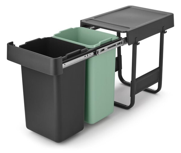 Mentol zelena/tamno siva plastična kanta za smeće za odvojeni otpad/ugradbena 30 l Sort&Go – Brabantia