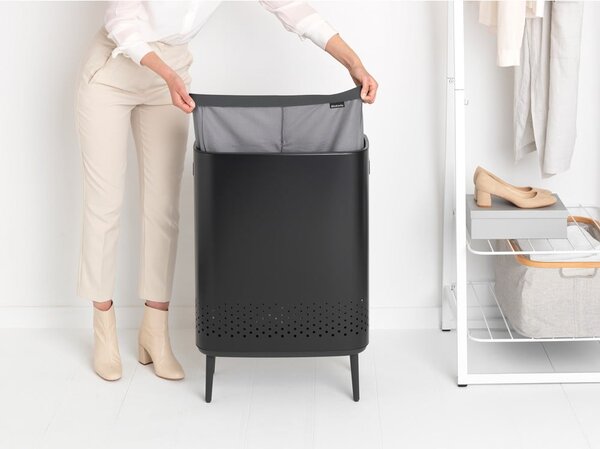 Mat crna metalna košara za rublje 90 l Bo Hi – Brabantia