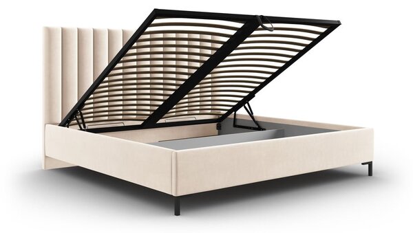 Bež tapecirani bračni krevet s prostorom za pohranu s podnicom 180x200 cm Casey – Mazzini Beds