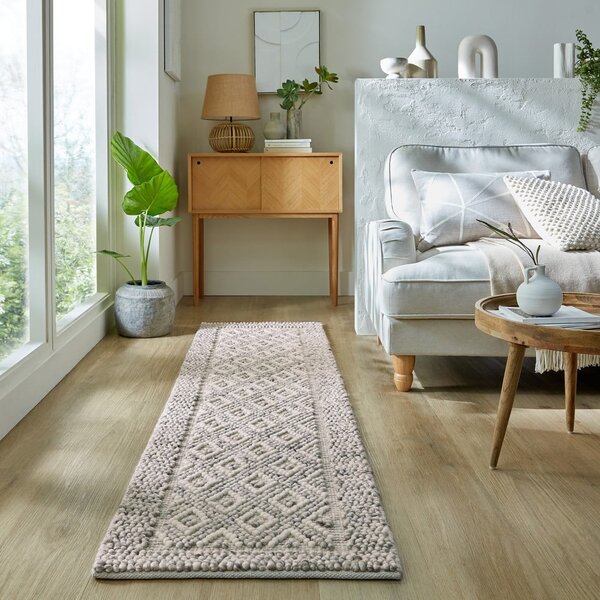 Siva ručno rađena staza od mješavine vune 60x230 cm Minerals Diamond – Flair Rugs