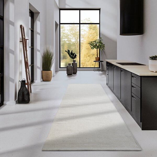 Krem ručno rađena staza od mješavine vune 80x200 cm Pradesh Natural White – Elle Decoration