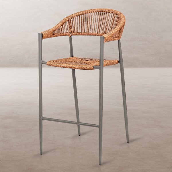 Siva/smeđa metalna vrtna barska stolica Neska – LDK Garden