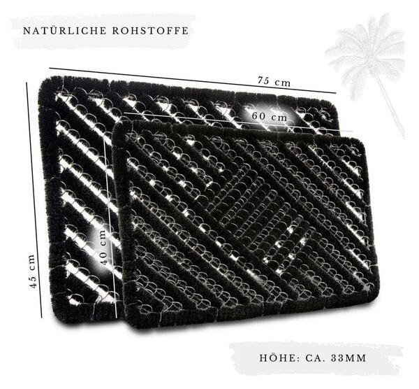 Otirač od kokosovih vlakana 40x60 cm Coco Black – Hanse Home