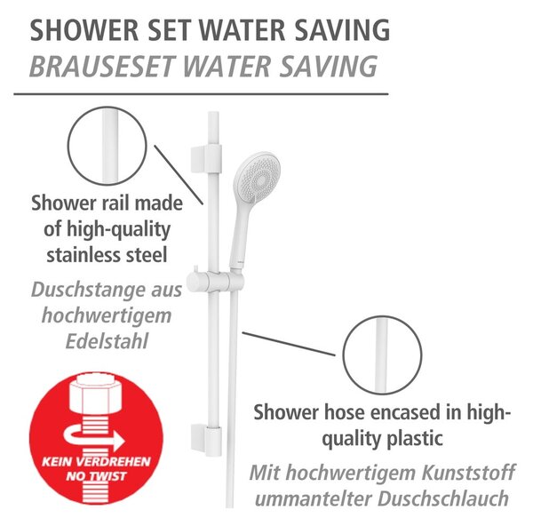 Bijeli set za tuš kabinu od nehrđajućeg čelika 70 cm Watersaving – Wenko