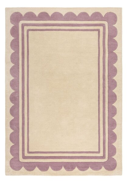 Ljubičasti/u prirodnoj boji ručno rađen vunen tepih 160x230 cm Lois Scallop – Flair Rugs