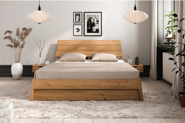 Bračni krevet od punog hrasta 160x200 cm u prirodnoj boji Twig – The Beds