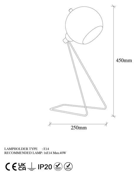 Stolna lampa u bakrenoj boji s metalnim sjenilom (visina 45 cm) Oala – Opviq lights