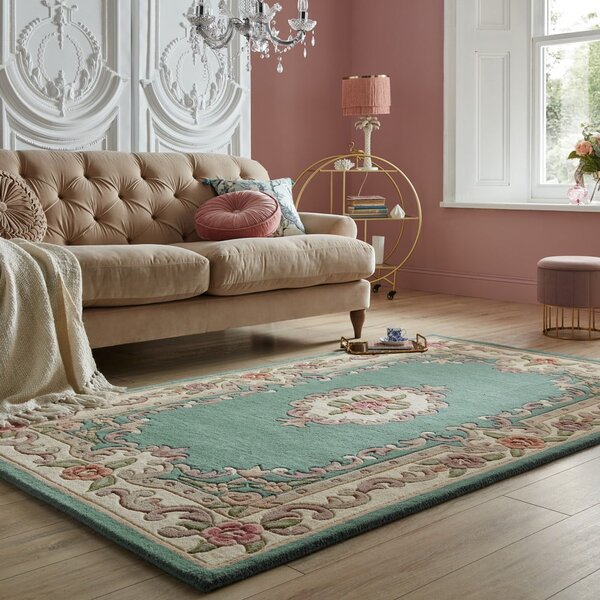 Zeleni vuneni tepih Flair Rugs Aubusson, 75 x 150 cm