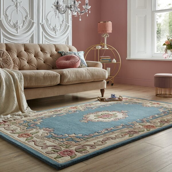 Plavi vuneni tepih Flair Rugs Aubusson, 75 x 150 cm