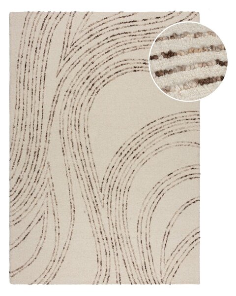 Smeđi/krem vunen tepih 160x230 cm Abstract Swirl – Flair Rugs