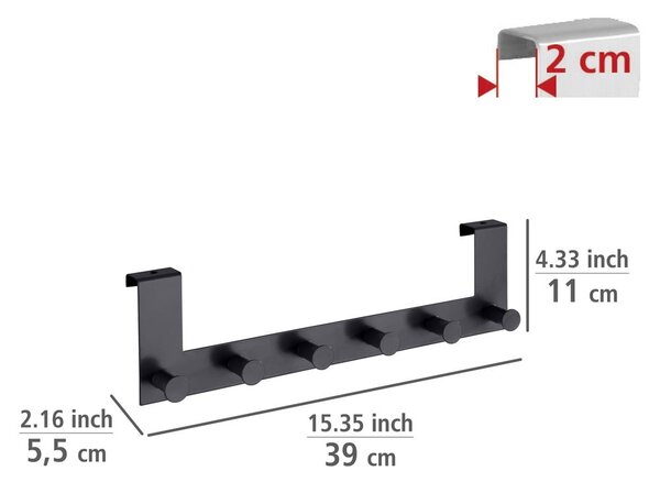 Crna metalna vješalica za vrata 39 cm Celano – Wenko