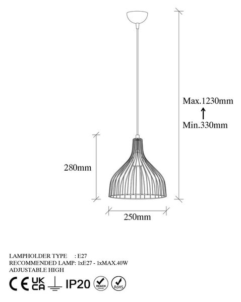 Viseća svjetiljka u zlatnoj boji s metalnim sjenilom ø 25 cm Cafu – Opviq lights