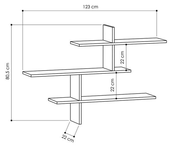 Antracitno siva polica s više razina 123 cm Leo – Kalune Design