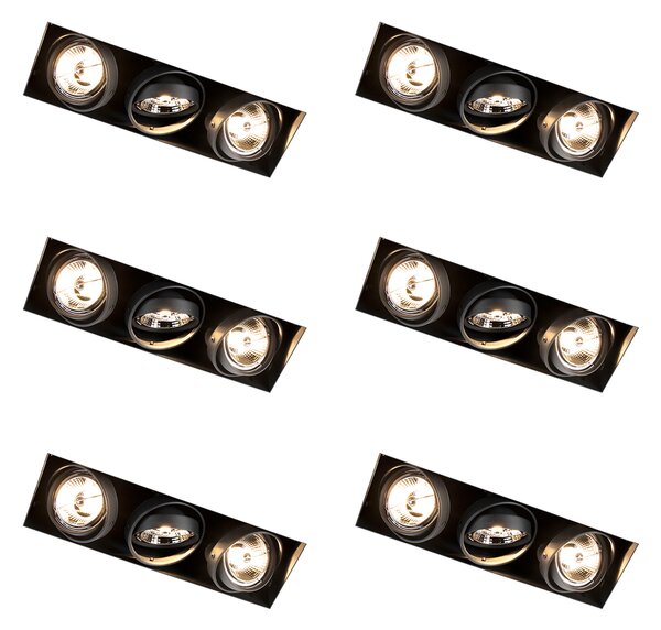 Set od 6 ugradbenih reflektora crni GU10 AR70 bez okvira 3-svjetla - Oneon