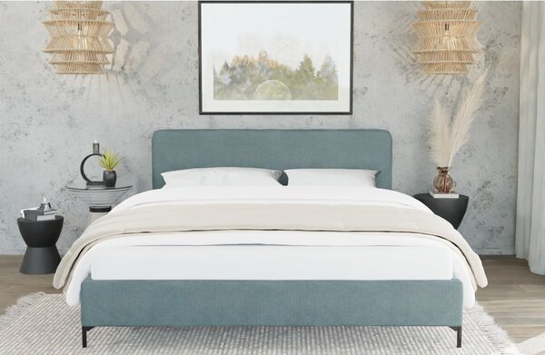 Svijetlo plavi tapecirani bračni krevet s podnicom 180x200 cm Barker – Ropez