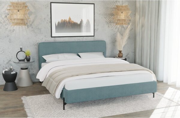 Svijetlo plavi tapecirani bračni krevet s podnicom 180x200 cm Barker – Ropez